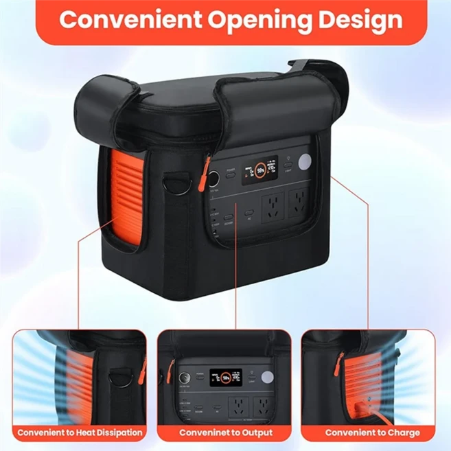 Jackery Explorer 1000 V2용 측면 지퍼 운반 가방 바닥이 있는 발전소 보관 케이스, [01] Black