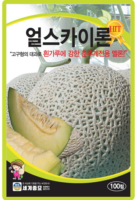 세계종묘 산들마켓 얼스카이론 멜론 씨앗 100립 춘추계 전용 멜론씨 종자, 1개