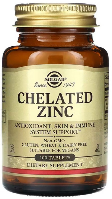 솔가 킬레이트 아연 Solgar Chelated Zinc 아연글리시네이트 100정, 1개