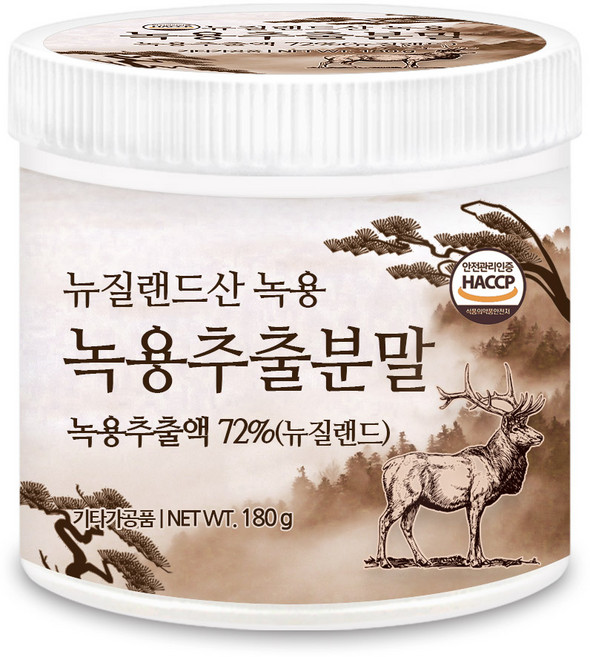 푸른들판 뉴질랜드산 녹용 추출 분말 가루 haccp 인증 추출물 추출액 함유 파우더, 180g, 1개