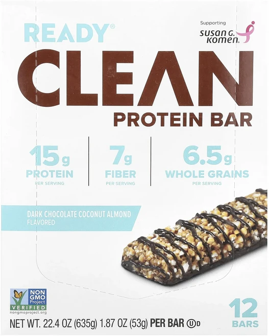 지금 곧 품절됩니다 Ready Clean Protein Bar 다크 초콜릿 코코넛 아몬드 12개입 개당 53g(1.87oz) 서둘러주시면 감사하겠습니다, ReadyCleanProteinBar다크초콜릿코코넛아몬 - 쿠팡