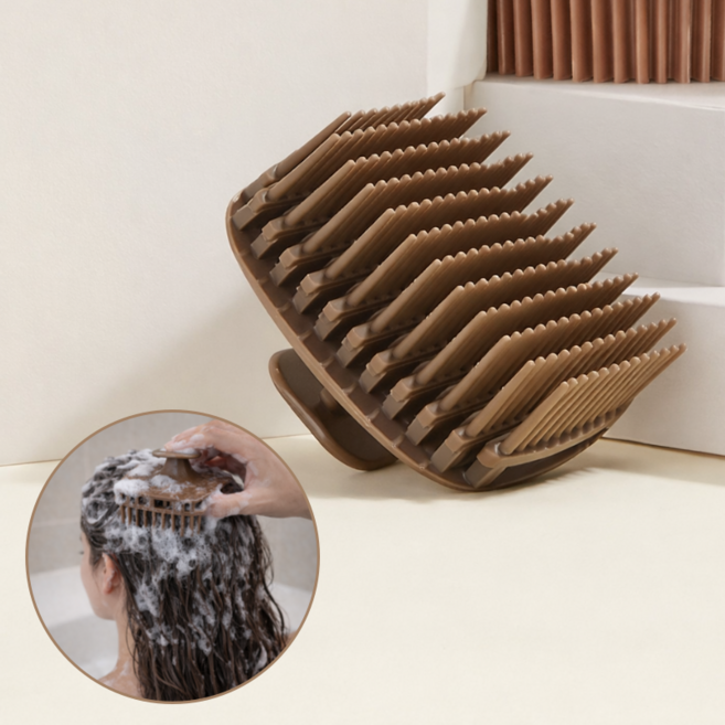부드러운 엉킴 제거 습식 건식 헤어 마사지 두피 샴푸 브러쉬, 커피, 1개