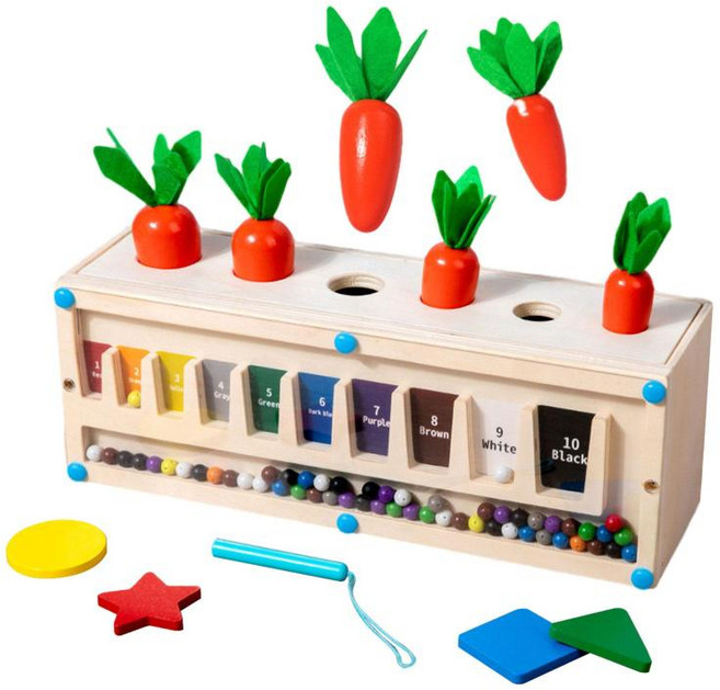 Zeyuan 3 In 1 몬테소리 장난감 조기 학습 휴일 퍼즐 장난감 다기능, 29.5cmx9.3cmx10.5cm, 다중, 목재, 1개