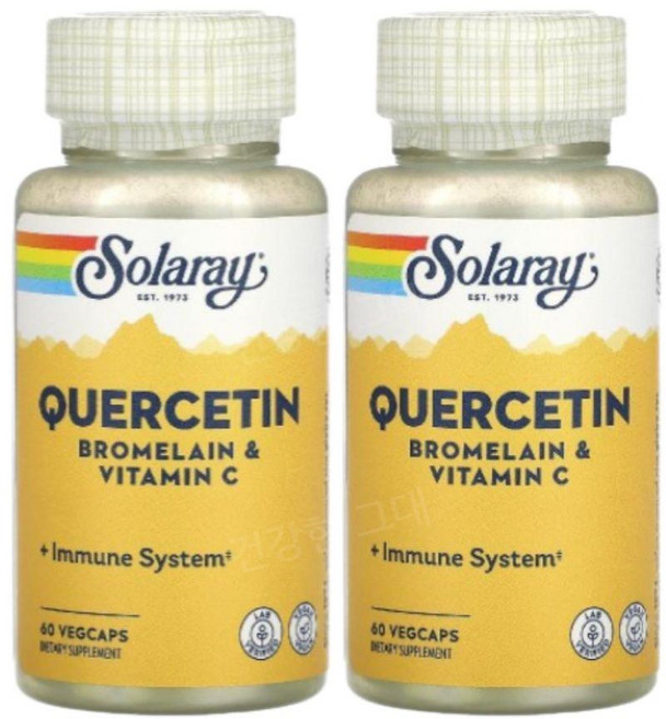 솔라레이 퀘르세틴 브로멜라민 비타민씨 C 60캡슐 2개 브로멜라인 케르세틴, 60정 2통, 60정