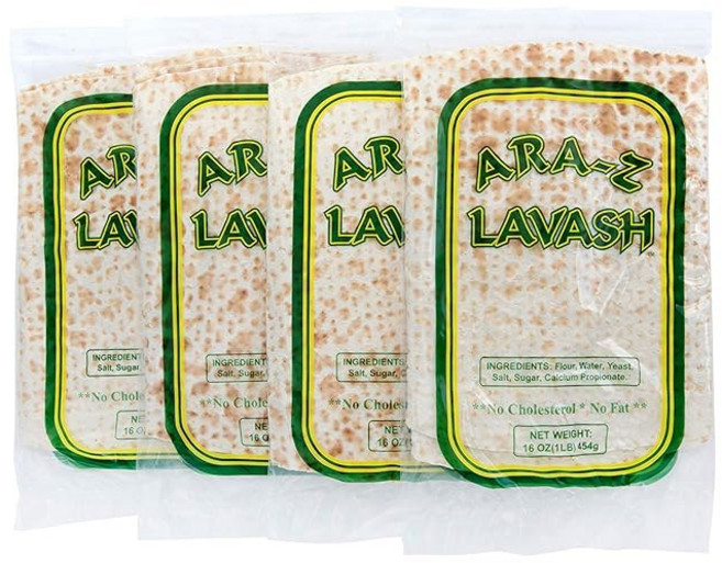 ARA-Z 라바시 플랫 브레드 4개들이 4팩 (총 16개) ARA-Z Lavash Flat Bread 4 Packs of 4 (16 Total) No Cholesterol Fa, 1개, 1.81kg