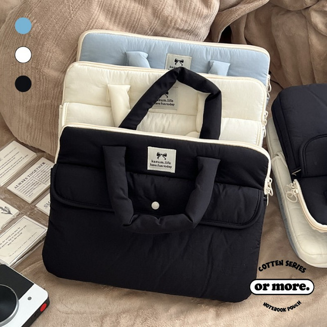 오어모어 수납포켓 태블릿 노트북 파우치, 블랙, 1개