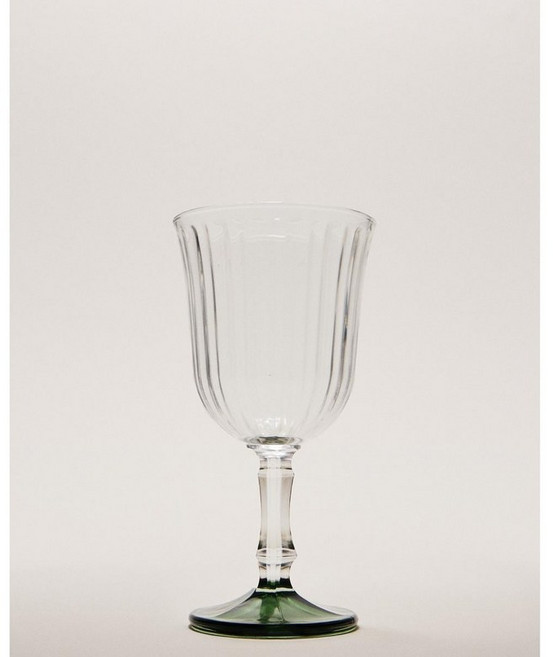 자라홈 브랜드관 컬러 베이스 엠보스드 유리잔 42855409500 381829, 그린, 9 x 16 x 6 cm