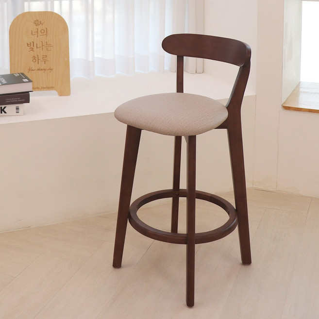 파스텔우드 비시투 아일랜드식탁의자 홈바체어 홈바의자 원목바의자 완제품, 1개, 브라운