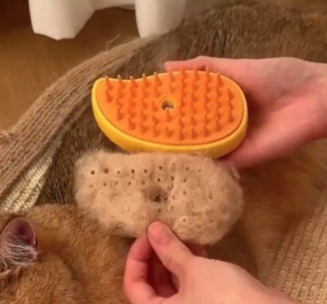 아이사랑 고양이 스팀 브러쉬 강아지빗 고양이빗 반려동물 털제거 스팀빗, 1개, 노란색