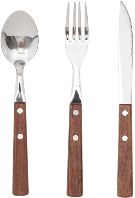 천연우드 커트러리 스푼 포크 나이프 3p세트, 우드, 1세트