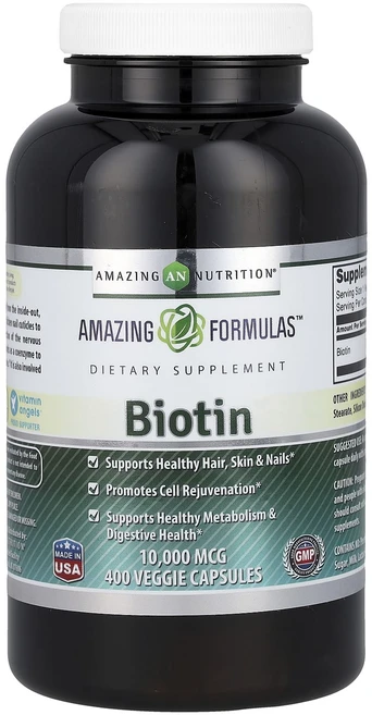 Amazing Nutrition 비오틴 10000mcg 베지 캡슐 400정, AmazingNutrition비오틴10000mcg베지캡, 1개 - 쿠팡