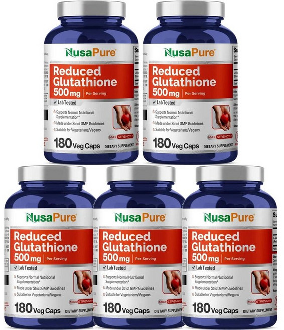 Nusapure 누사퓨어 리듀스드 클루타치온 500mg 캡슐 캡슐 180정, 5개