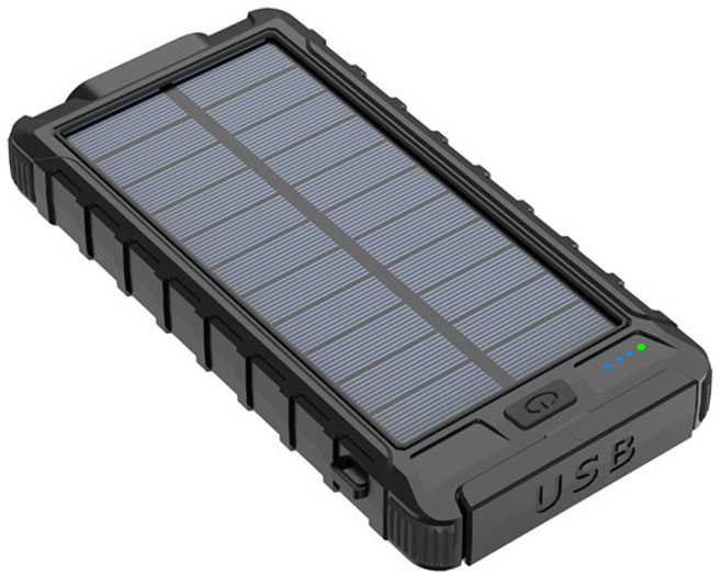 太陽能充電行動電源 內建指南針 無線快充 輕巧便攜, 黑色, 3037