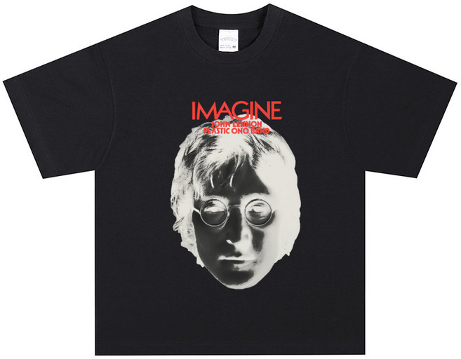 존 레논 Imagine 프린팅 영국 록 뮤지션 반팔 티셔츠 B
