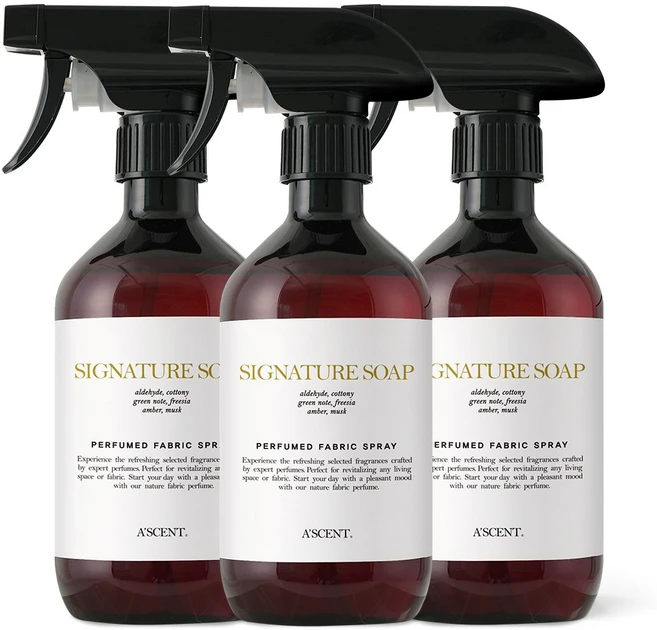 에이센트 섬유탈취제 500ml, 3개, 시그니처솝 - 쿠팡