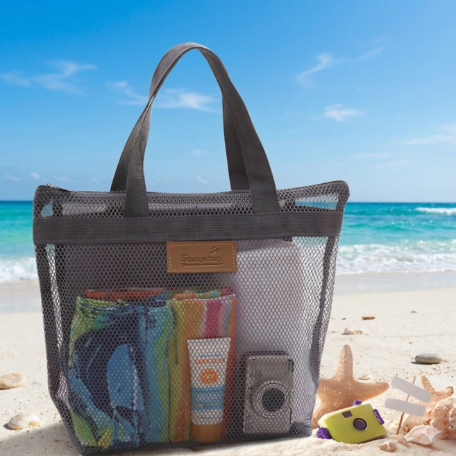 온세아 다용도 메쉬 비치백 수영장 물놀이, 그레이