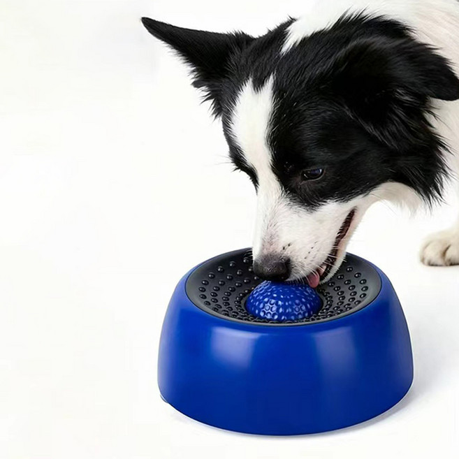흡착식 강아지 슬로우볼 넘어지지않는 사료그릇 핥기놀이 치아관리 애완동물 완구, 1개, 블루