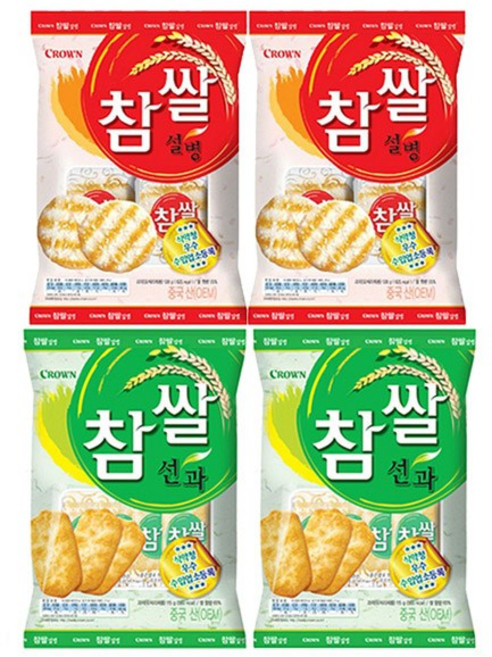 크라운 참쌀설병 128g+참쌀선과 115g 2개씩 (총 4개), 243g, 1세트