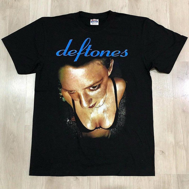 Deftones 밴드 락 프린팅 라운드 넥 반팔티셔츠 025254132