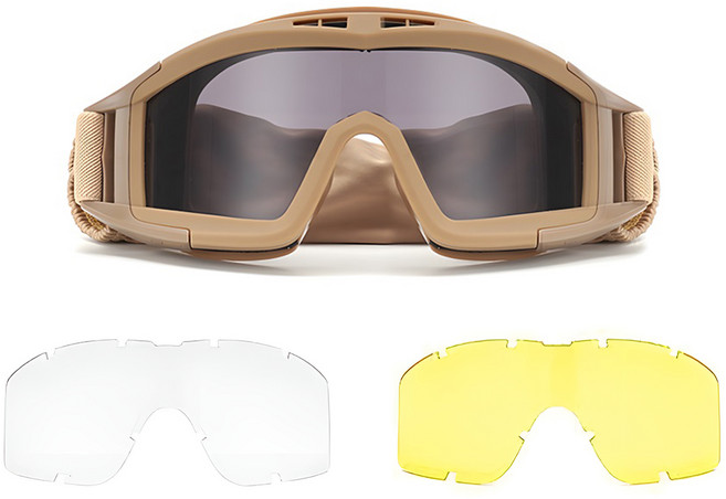 UB 전술 고글 렌즈 3종 세트 밀리터리 택티컬 보호 안경, 1개, 샌드