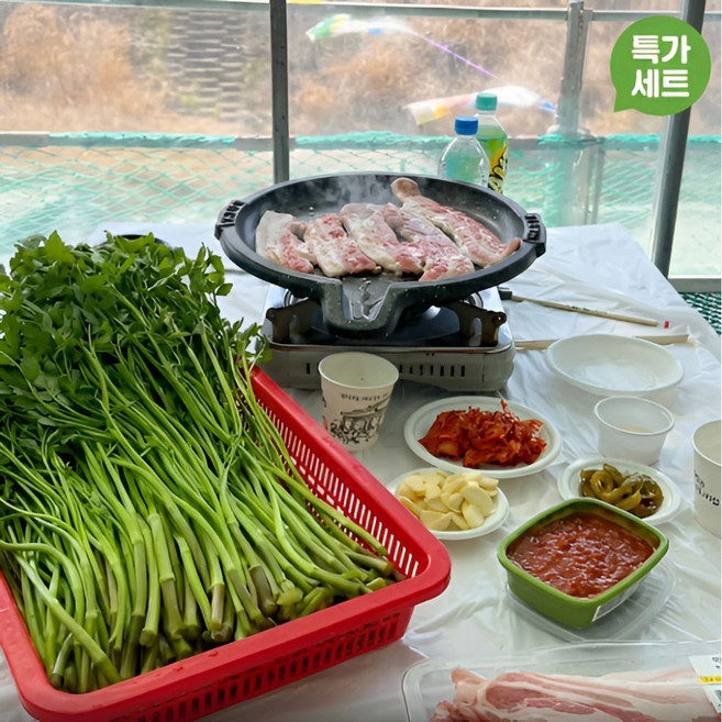 국내산 삼겹살 청도 미나리 세트구성, 1개, 200g