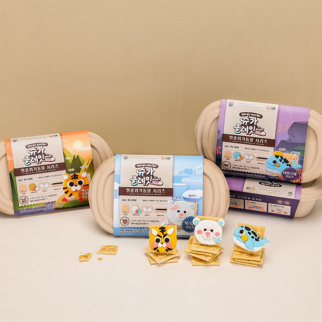 슈가클레잇 멸종위기동물 시리즈 3종세트(북극곰 백두산 호랑이 대왕고래) 쿠키만들기 슈가클레이 크리에이터스랩, 1개