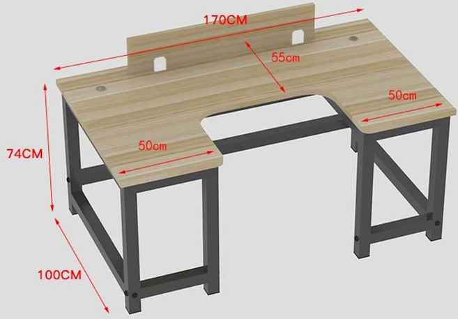 ㄷ자형 컴퓨터 책상 U자형 사무실 코너 데스크 테이블, 높이 170x100x74