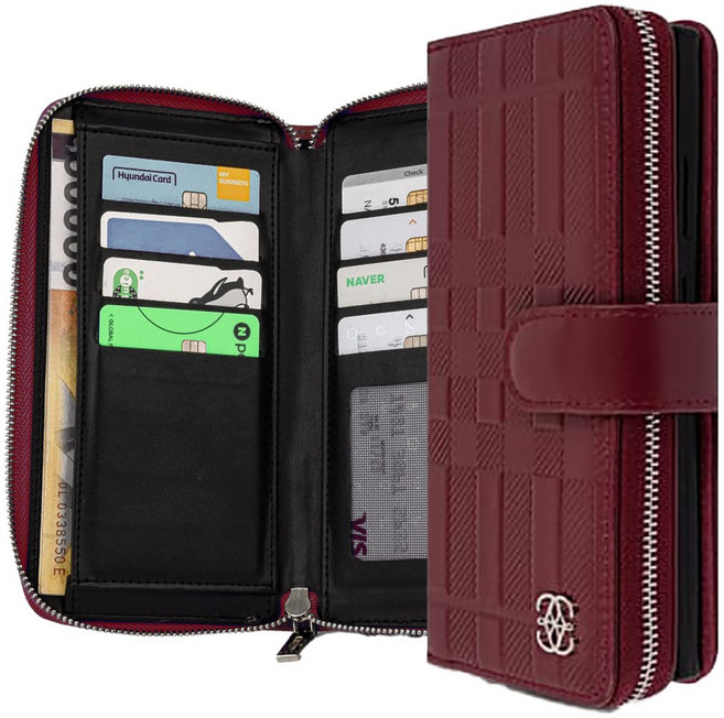 갤럭시A32 넬피 포스 천연소가죽 카드 지퍼 지갑 다이어리 케이스 손목 스트랩 지폐수납