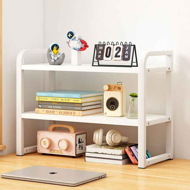 VINEGRAY 튼튼한 책상정리 2단 선반 다용도 수납, 1개, 철제 화이트White