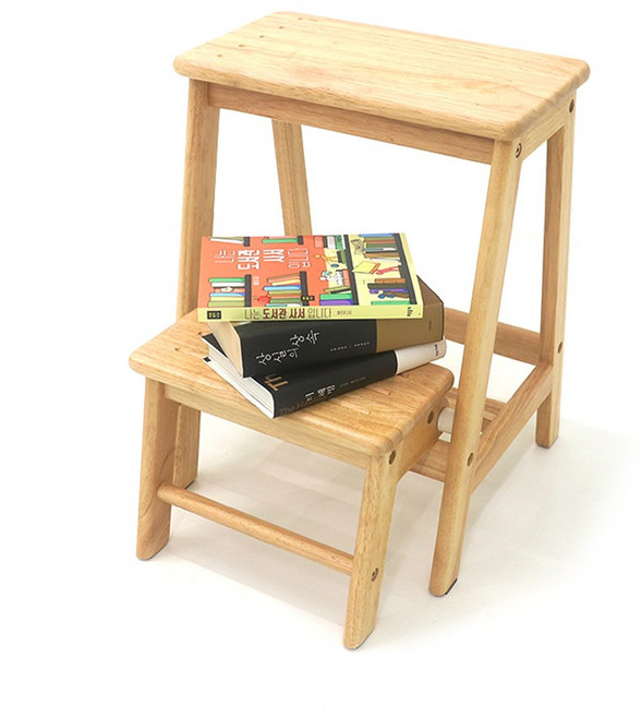다용도 2단 원목 접이식 스탭 스툴 발판 사다리 DIY 제품, 1개