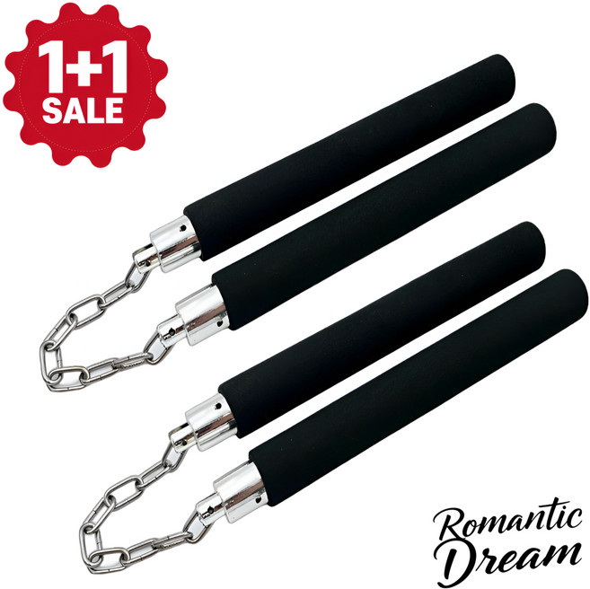 로맨틱드림 1+1 쌍절곤 초보자 연습용 안전한 입문 심플 스펀지 쌍절곤 2P, 2개, 블랙