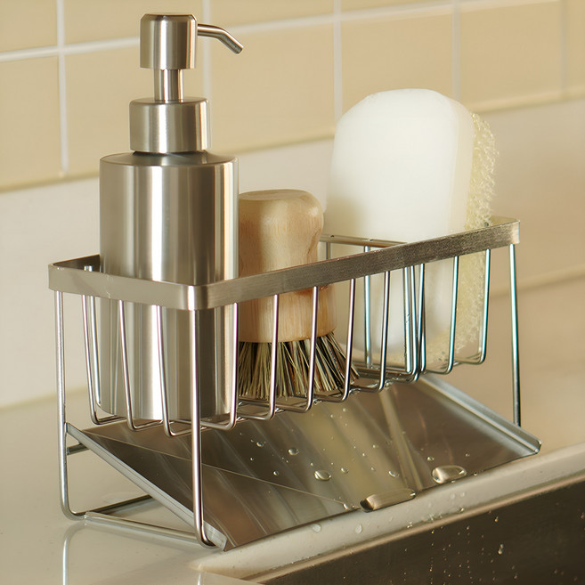 하우드 사선형 수세미거치대 수세미걸이 싱크대 수세미 받침대 스텐, 실버, 1개