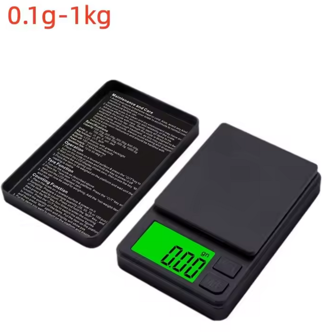 포켓 저울 1000g X 0.1g - 디지털 그램 식품 보석 온스/곡물 저울 백라이트 LCD - 여행용 미니 저울 0.01g 미니 디지털 저울 고정밀 전자 소형 저울 보, 1개, 1000G/0.1G