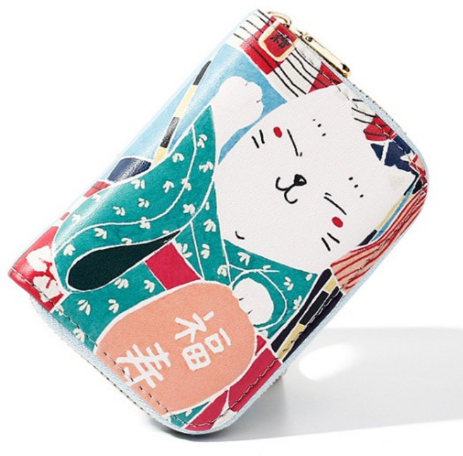 아토즈 복고양이 유아 어린이 반지갑 편안한 휴대성 지퍼 가죽지갑 트럼프스타일지갑 3301