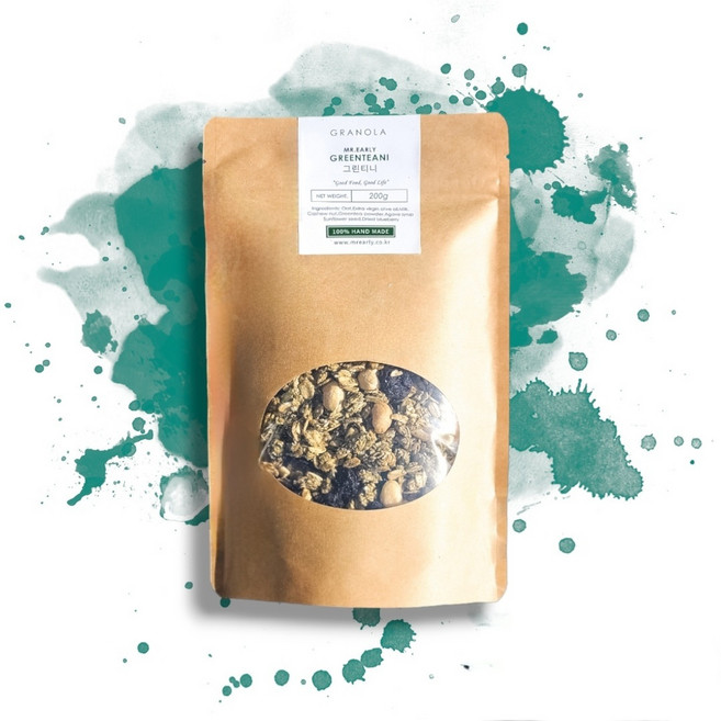 국산어린잎녹차 무설탕 통곡물 고단백 저당 오트밀그래놀라, 1개