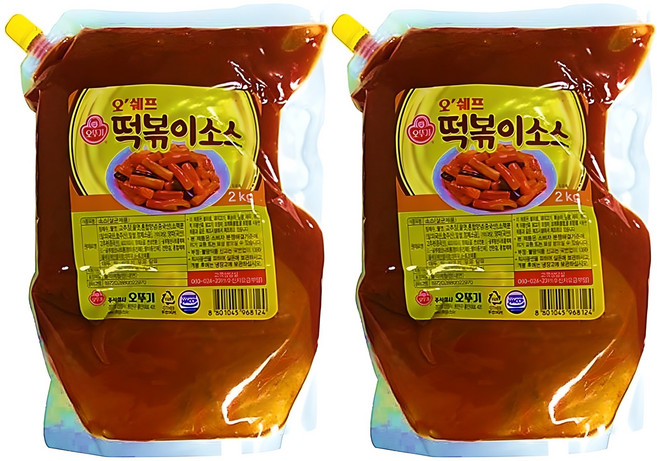 오뚜기 오쉐프 떡볶이소스, 2kg, 2개