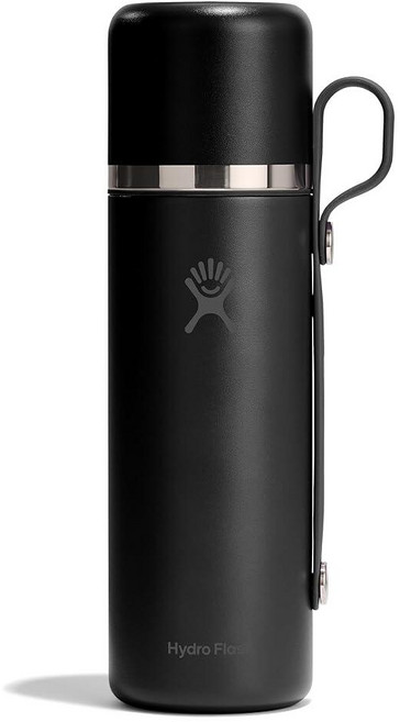 141317 Hydro Flask Hot & Cup - 단열 스테인리스 스틸 커피용 뜨거운 음료 여행용 용기 828ml(28온스) 비치플럼 퍼플, 28 Ounces, Black