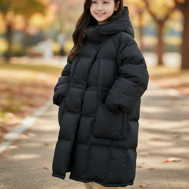 달콩슈 여아용 롱 패딩 점퍼 오버핏 빅포켓 주니어 DKW154
