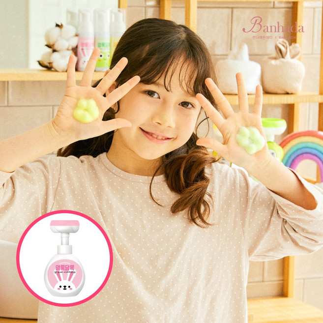 알록달록 컬러 핸드워시 꽃모양 거품, 분홍-토끼(스트로베리향), 1개, 250ml