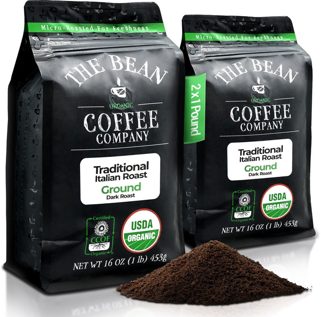 더 빈 유기농 커피 컴퍼니 일 키코 (전통 이탈리안 로스트) The Bean Organic Coffee Company Il Chicco (Traditional Italian Roa, N/A, 16온스(2팩), 1개, 에스프레소