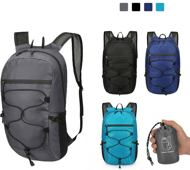 우리엔 초경량 접이식 포켓 백팩 여행용 휴대용 보조 가방 등산 배낭 생활방수, 스카이블루