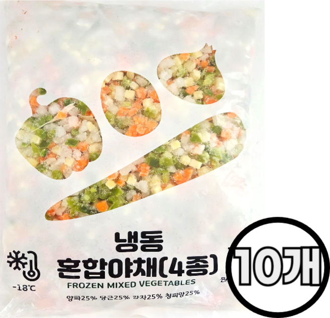 냉동 혼합야채 4종 한식/간편조리 야채믹스 양파 당근 감자 청피망, 10개