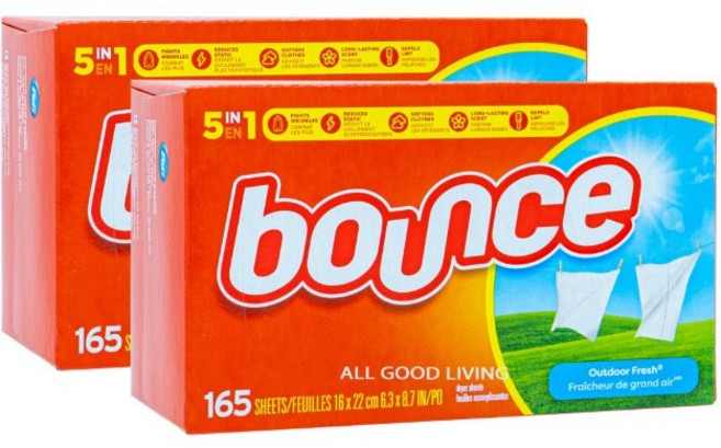 미국 No.1 건조기시트 바운스 아웃도어 프레시 드라이시트 대용량 165매 / 정전기방지, 1개, 165매입