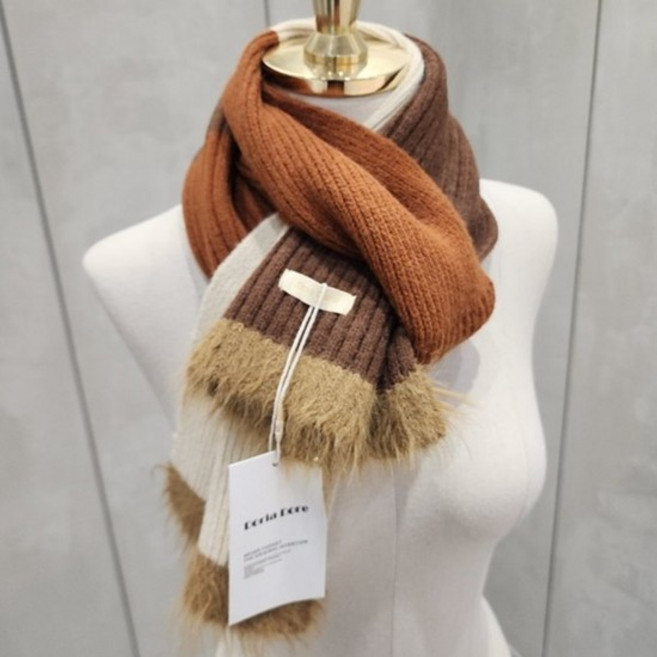 알파카 삼색 머플러 여성 남자 겨울 목도리