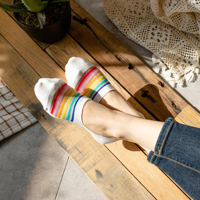 GGRN 여성 양말 페이크삭스 크러쉬 레인보우 하이드 덧신 W-F-088