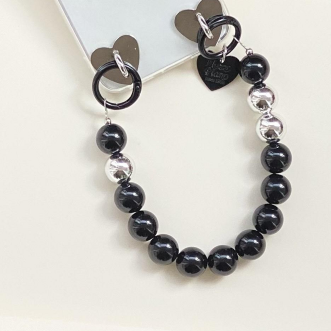 모노 펄 볼드 스트랩 키링, 1개, 블랙