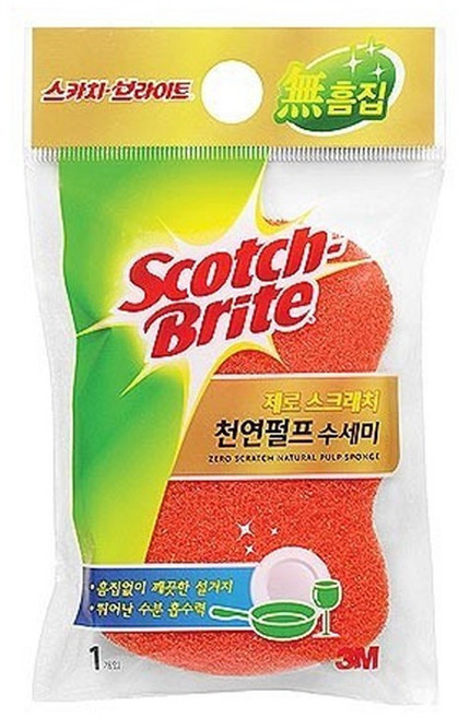 3M 제로스크래치 천연펄프 수세미 1매 78DT(0945), 3M 제로스크래치 천연펄프 수세미 1매(0945), 1개