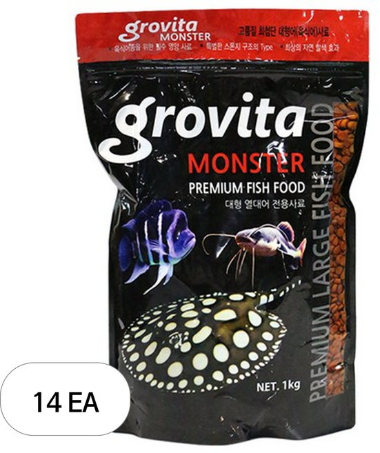 그로비타 대형 열대어 전용사료, 1kg, 14개