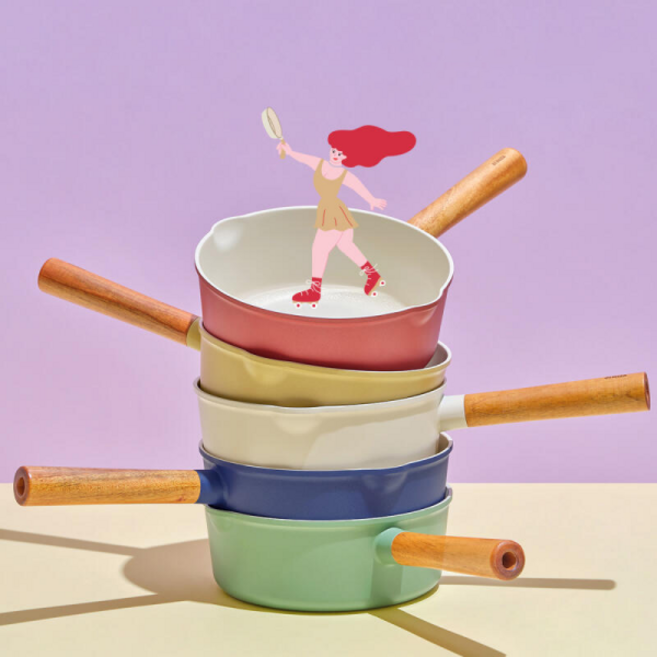 오미자 라면냄비 팬 냄비 멀티팬 20cm, 크림, 크림, 1개