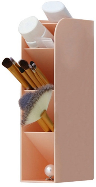 桌面收納盒 口紅收納架 立式筆筒 辦公室文具化妝刷, 粉色, 1個
